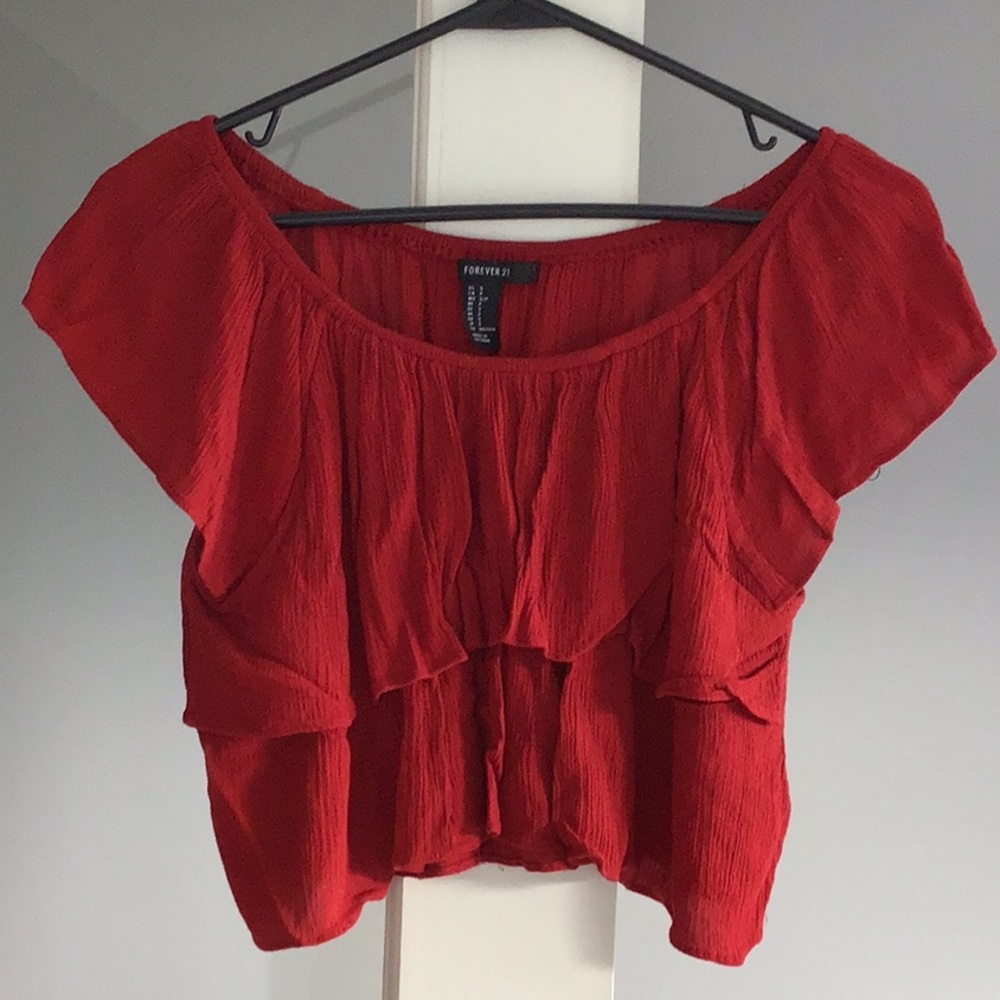 Cute red ruffle crop top